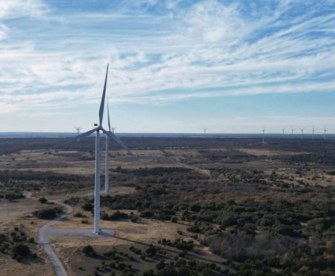 Landscape of wind farm for Avanti lift maintenance project