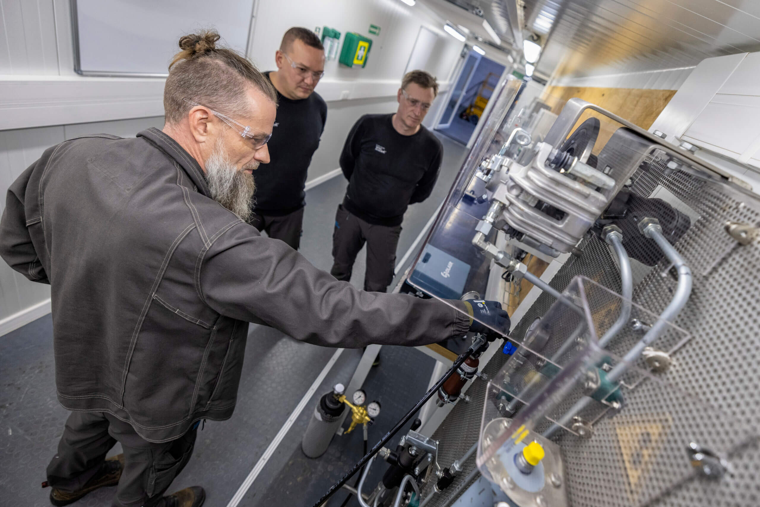 Technicians being trained in FairWind's BTT container